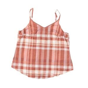 NEW Torrid Orange Plaid V Neck Sleeveless Rayon Blouse Size 2 Plus